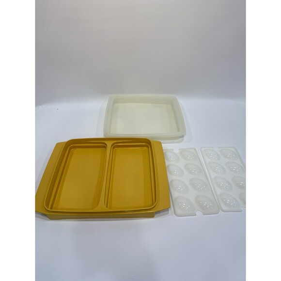 Vintage Tupperware Deviled Egg Keeper Carrier Tray Container Harvest Gold 723-4 - Picture 5 of 8